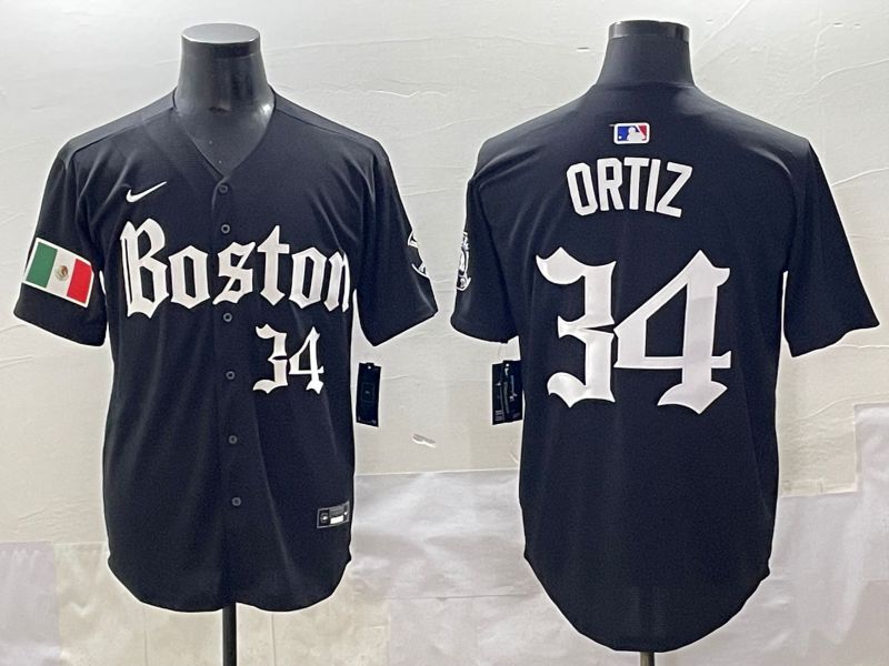 Men 2025 Boston Red Sox #34 Ortiz Black Five generations Joint Name Nike MLB Jersey style 14->boston red sox->MLB Jersey